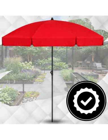 PARASOL Łamany Regulowany 2m OKRĄGŁY Ogrodowy Na Balkon 200cm CZERWONY