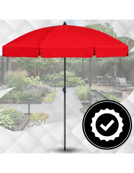 PARASOL Łamany Regulowany 2m OKRĄGŁY Ogrodowy Na Balkon 200cm CZERWONY