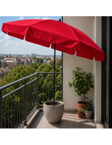 PARASOL Łamany Regulowany 2m OKRĄGŁY Ogrodowy Na Balkon 200cm CZERWONY
