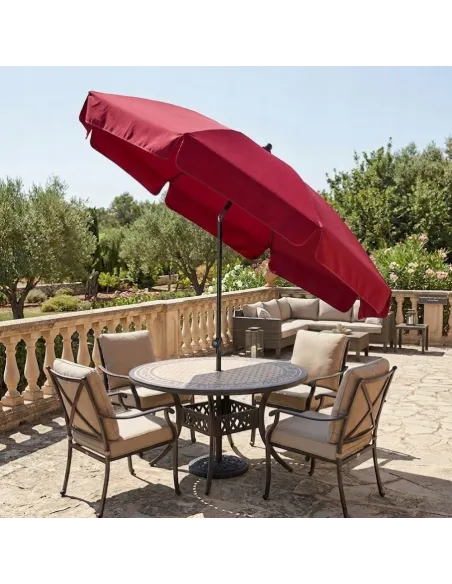 PARASOL Łamany Regulowany 2m OKRĄGŁY Ogrodowy Na Balkon 200cm CZERWONY