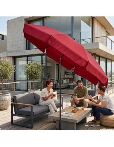 PARASOL Łamany Regulowany 2m OKRĄGŁY Ogrodowy Na Balkon 200cm CZERWONY