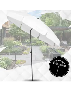 PARASOL Łamany Regulowany 2m OKRĄGŁY Ogrodowy Na Balkon 200cm BIAŁY 2