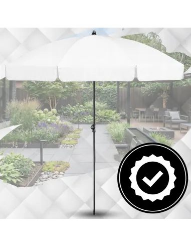 PARASOL Łamany Regulowany 2m OKRĄGŁY Ogrodowy Na Balkon 200cm BIAŁY
