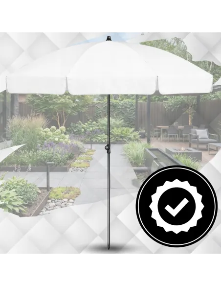 PARASOL Łamany Regulowany 2m OKRĄGŁY Ogrodowy Na Balkon 200cm BIAŁY