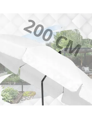 PARASOL Łamany Regulowany 2m OKRĄGŁY Ogrodowy Na Balkon 200cm BIAŁY