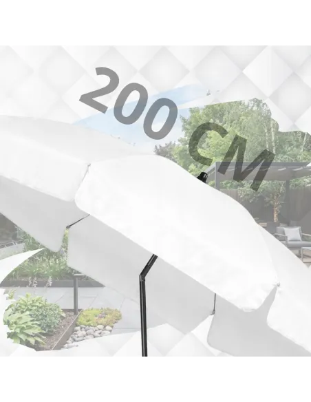 PARASOL Łamany Regulowany 2m OKRĄGŁY Ogrodowy Na Balkon 200cm BIAŁY