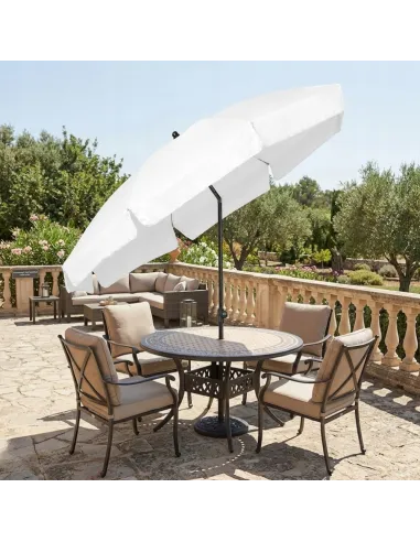 PARASOL Łamany Regulowany 2m OKRĄGŁY Ogrodowy Na Balkon 200cm BIAŁY