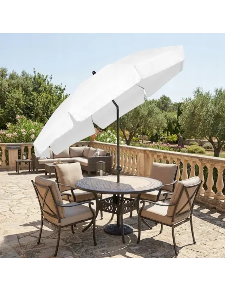PARASOL Łamany Regulowany 2m OKRĄGŁY Ogrodowy Na Balkon 200cm BIAŁY