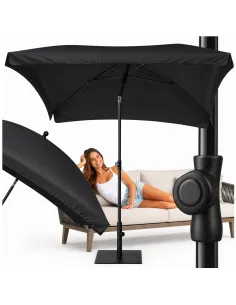 PARASOL Łamany Regulowany 2x1,3m PROSTOKĄTNY NA BALKON 200x130cm CZARNY