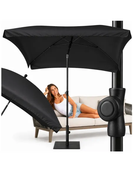 PARASOL Łamany Regulowany 2x1,3m PROSTOKĄTNY NA BALKON 200x130cm CZARNY