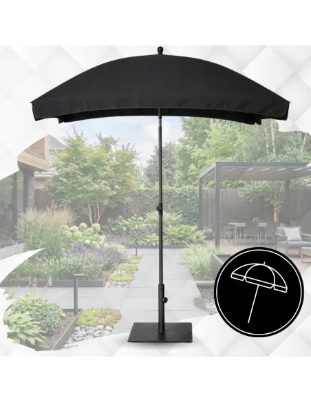 PARASOL Łamany Regulowany 2x1,3m PROSTOKĄTNY NA BALKON 200x130cm CZARNY