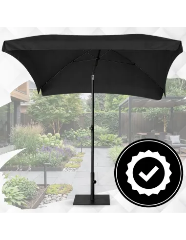 PARASOL Łamany Regulowany 2x1,3m PROSTOKĄTNY NA BALKON 200x130cm CZARNY