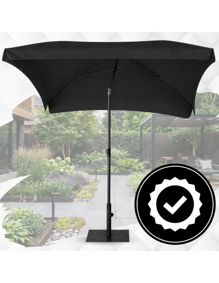 PARASOL Łamany Regulowany 2x1,3m PROSTOKĄTNY NA BALKON 200x130cm CZARNY