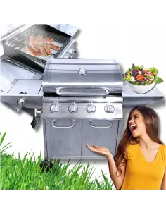 GRILL Gazowy IOWA Stal Nierdzewna BBQ 5 palnikowy 4+1 na Kółkach 14,5kW