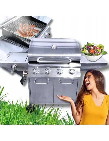 GRILL Gazowy IOWA Stal Nierdzewna BBQ 5 palnikowy 4+1 na Kółkach 14,5kW
