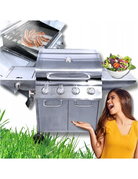 GRILL Gazowy IOWA Stal Nierdzewna BBQ 5 palnikowy 4+1 na Kółkach 14,5kW