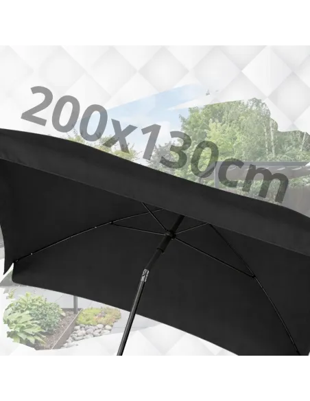 PARASOL Łamany Regulowany 2x1,3m PROSTOKĄTNY NA BALKON 200x130cm CZARNY
