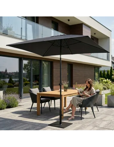 PARASOL Łamany Regulowany 2x1,3m PROSTOKĄTNY NA BALKON 200x130cm CZARNY