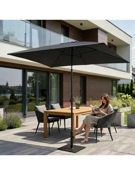 PARASOL Łamany Regulowany 2x1,3m PROSTOKĄTNY NA BALKON 200x130cm CZARNY