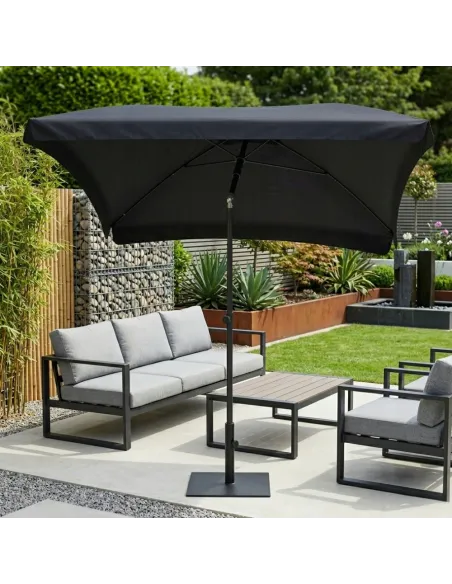 PARASOL Łamany Regulowany 2x1,3m PROSTOKĄTNY NA BALKON 200x130cm CZARNY