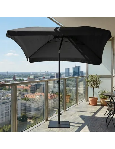 PARASOL Łamany Regulowany 2x1,3m PROSTOKĄTNY NA BALKON 200x130cm CZARNY
