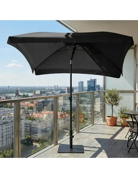 PARASOL Łamany Regulowany 2x1,3m PROSTOKĄTNY NA BALKON 200x130cm CZARNY