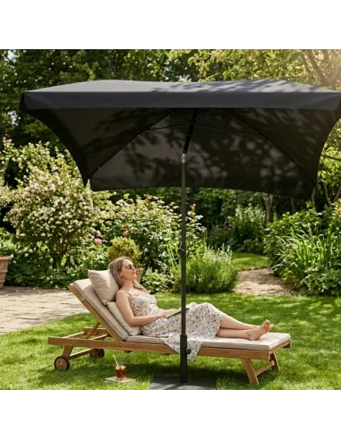 PARASOL Łamany Regulowany 2x1,3m PROSTOKĄTNY NA BALKON 200x130cm CZARNY