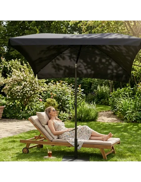 PARASOL Łamany Regulowany 2x1,3m PROSTOKĄTNY NA BALKON 200x130cm CZARNY