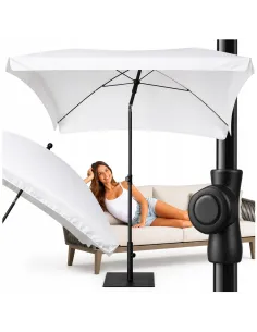 PARASOL Łamany Regulowany 2x1,3m PROSTOKĄTNY NA BALKON 200x130cm Biały