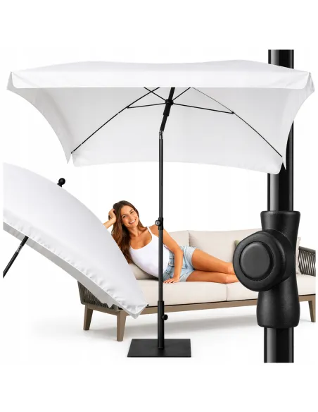 PARASOL Łamany Regulowany 2x1,3m PROSTOKĄTNY NA BALKON 200x130cm Biały