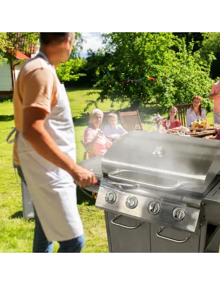 GRILL Gazowy IOWA Stal Nierdzewna BBQ 5 palnikowy 4+1 na Kółkach 14,5kW