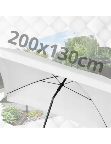 PARASOL Łamany Regulowany 2x1,3m PROSTOKĄTNY NA BALKON 200x130cm Biały