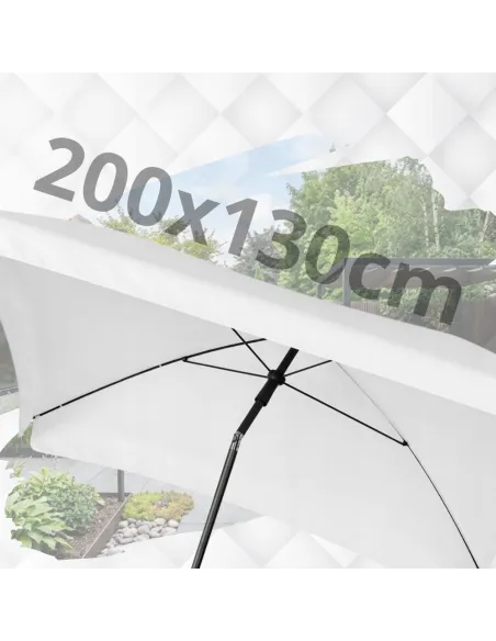 PARASOL Łamany Regulowany 2x1,3m PROSTOKĄTNY NA BALKON 200x130cm Biały