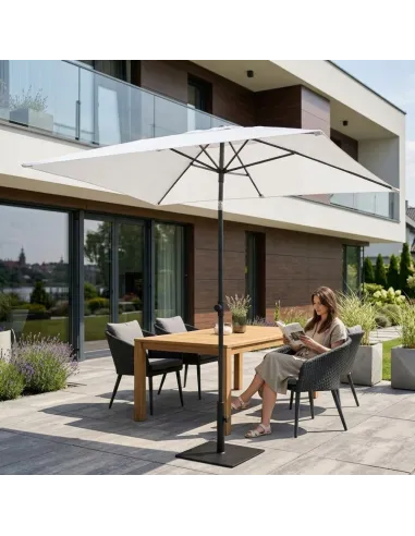 PARASOL Łamany Regulowany 2x1,3m PROSTOKĄTNY NA BALKON 200x130cm Biały