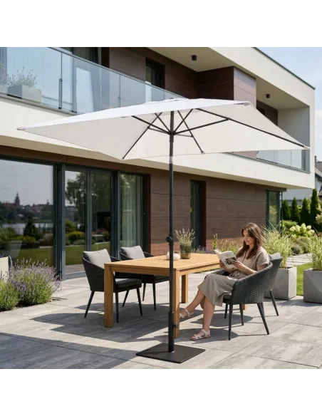 PARASOL Łamany Regulowany 2x1,3m PROSTOKĄTNY NA BALKON 200x130cm Biały