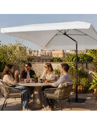 PARASOL Łamany Regulowany 2x1,3m PROSTOKĄTNY NA BALKON 200x130cm Biały