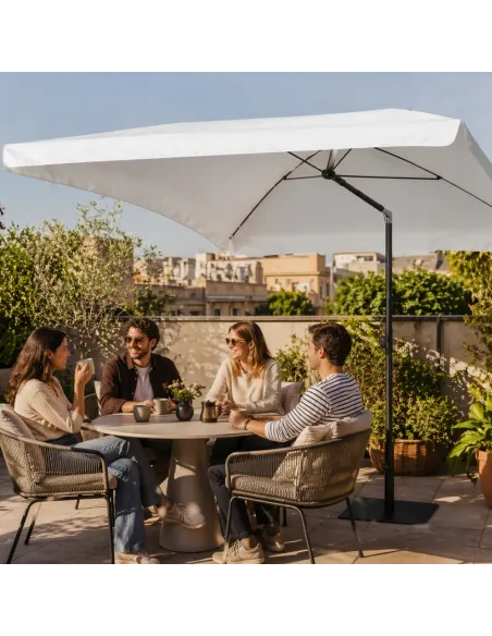 PARASOL Łamany Regulowany 2x1,3m PROSTOKĄTNY NA BALKON 200x130cm Biały