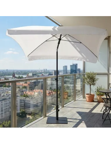 PARASOL Łamany Regulowany 2x1,3m PROSTOKĄTNY NA BALKON 200x130cm Biały