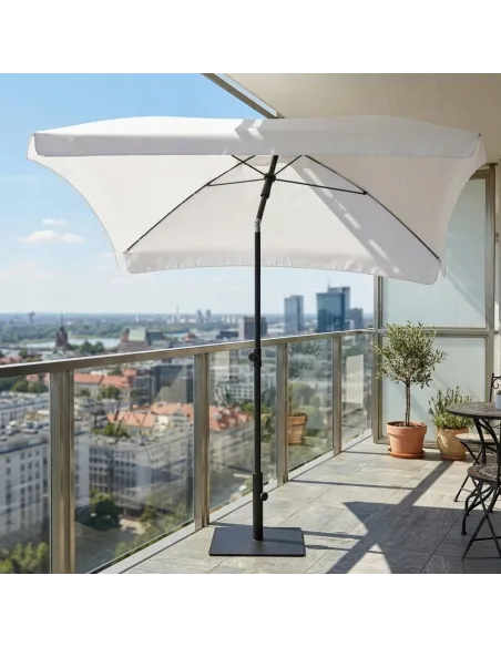PARASOL Łamany Regulowany 2x1,3m PROSTOKĄTNY NA BALKON 200x130cm Biały
