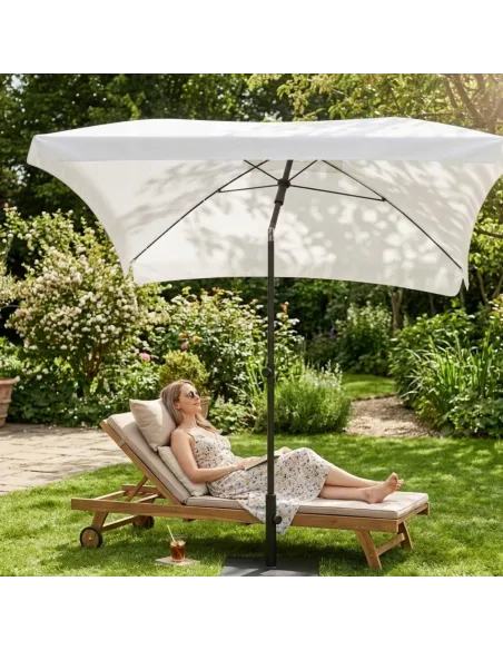PARASOL Łamany Regulowany 2x1,3m PROSTOKĄTNY NA BALKON 200x130cm Biały