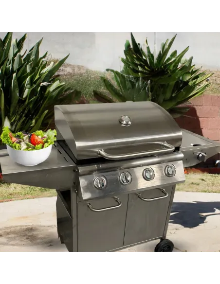 GRILL Gazowy IOWA Stal Nierdzewna BBQ 5 palnikowy 4+1 na Kółkach 14,5kW