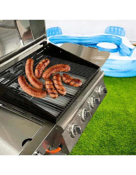 GRILL Gazowy IOWA Stal Nierdzewna BBQ 5 palnikowy 4+1 na Kółkach 14,5kW