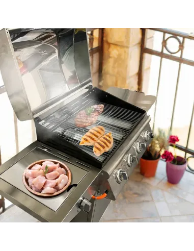 GRILL Gazowy IOWA Stal Nierdzewna BBQ 5 palnikowy 4+1 na Kółkach 14,5kW