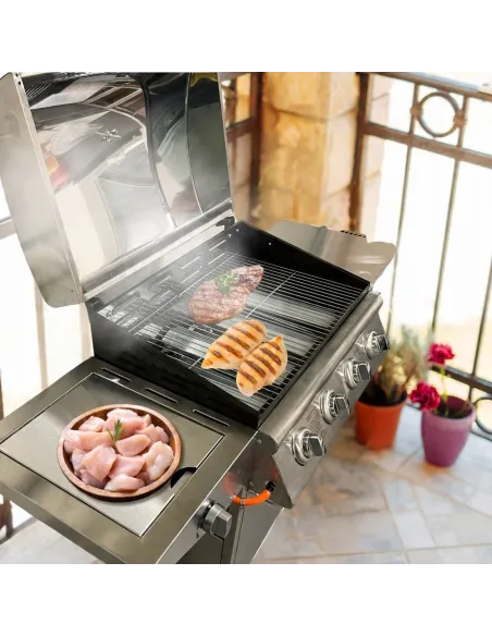 GRILL Gazowy IOWA Stal Nierdzewna BBQ 5 palnikowy 4+1 na Kółkach 14,5kW