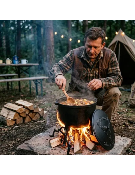 KOCIOŁEK ŻELIWNY GARNEK MYŚLIWSKI WĘGIERSKI NA OGNISKO GRILL PIECZONKI 10L
