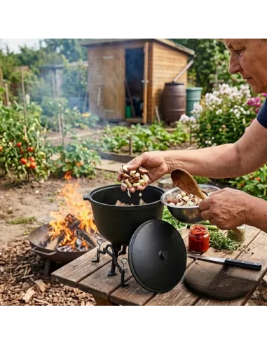 KOCIOŁEK ŻELIWNY GARNEK MYŚLIWSKI WĘGIERSKI NA OGNISKO GRILL PIECZONKI 10L