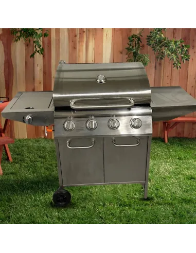 GRILL Gazowy IOWA Stal Nierdzewna BBQ 5 palnikowy 4+1 na Kółkach 14,5kW