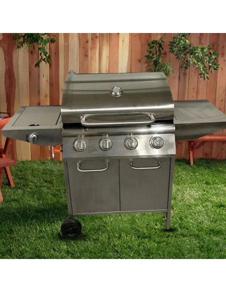 GRILL Gazowy IOWA Stal Nierdzewna BBQ 5 palnikowy 4+1 na Kółkach 14,5kW