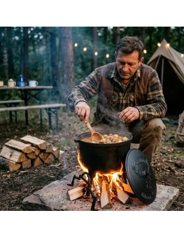 KOCIOŁEK ŻELIWNY GARNEK MYŚLIWSKI WĘGIERSKI NA OGNISKO GRILL PIECZONKI 8L