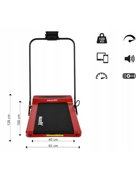 Bieżnia Elektryczna Składana na Płasko Amortyzacja Bluetooth Pilot 120 kg